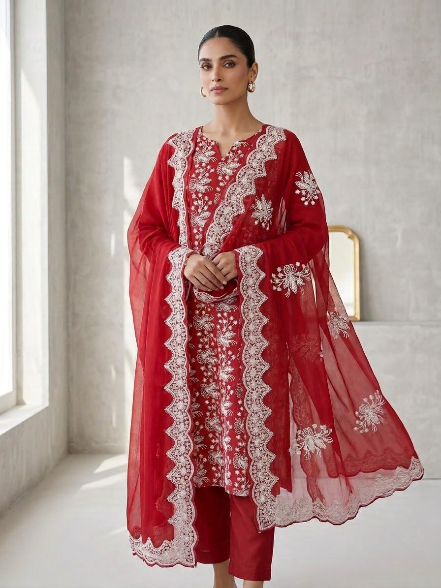 Luxury Embroidered Lawn 3-Piece Suit