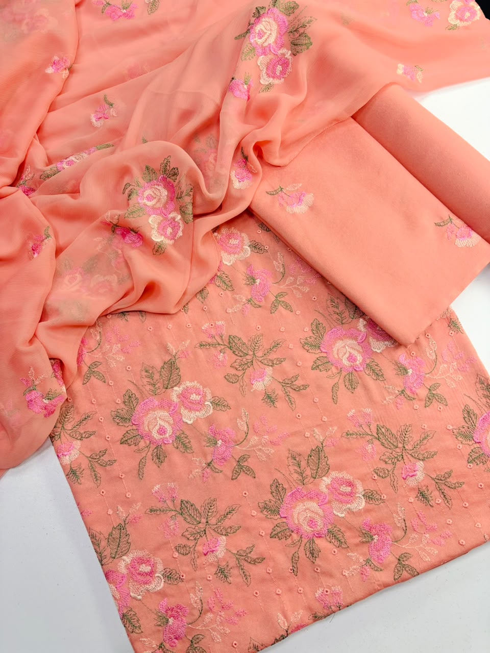Karandi 3 piece Chicken kari design  Peach