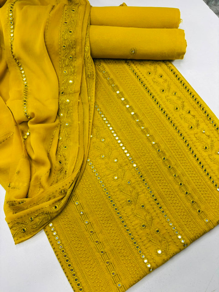 Mustard Yellow Embroidered 3-Piece Suit