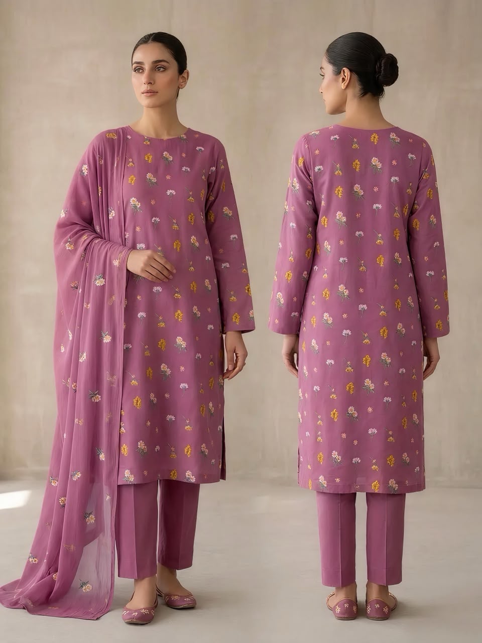 Karandi 3 piece tea pink