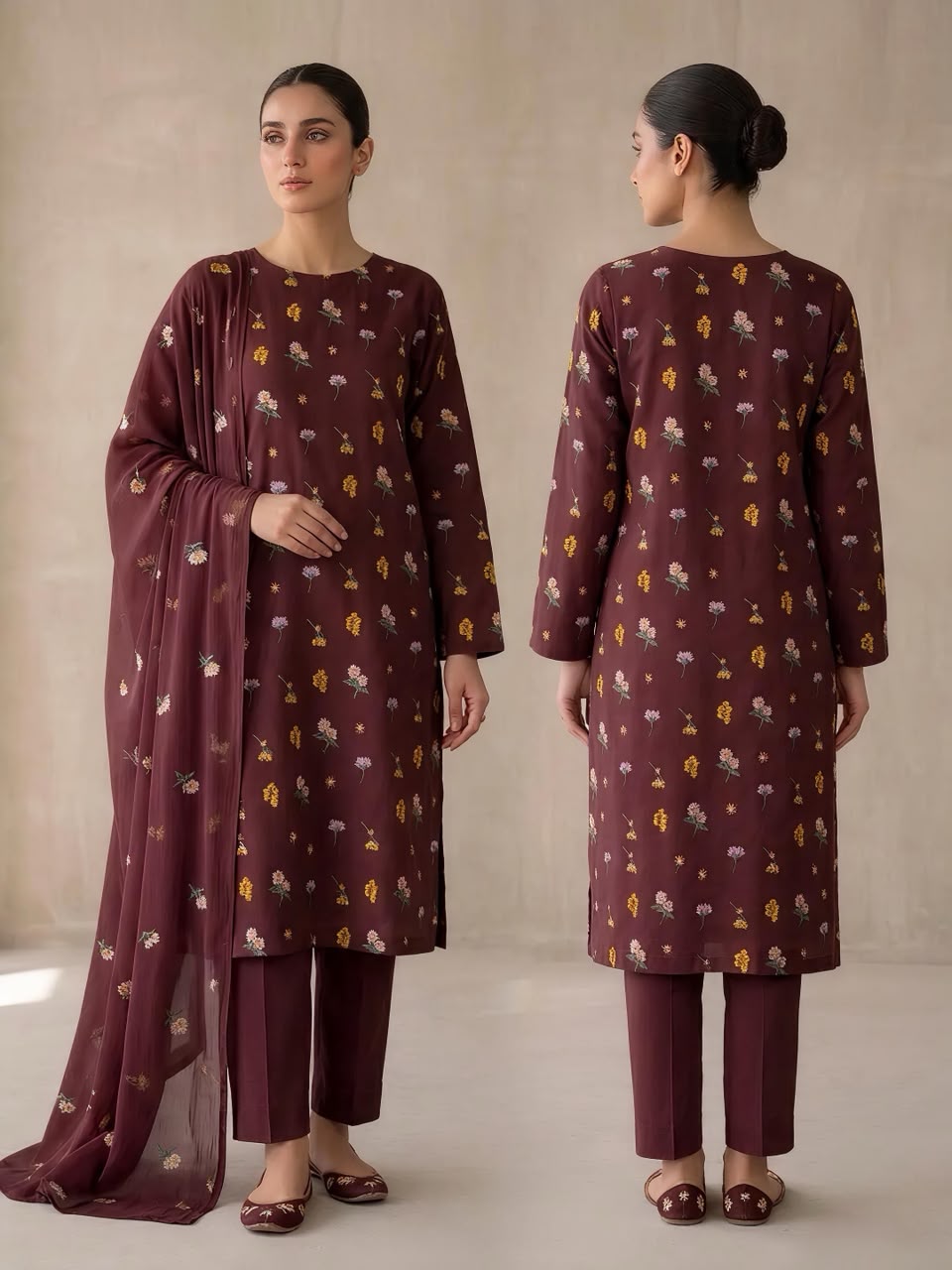 Karandi 3 piece Burgendy