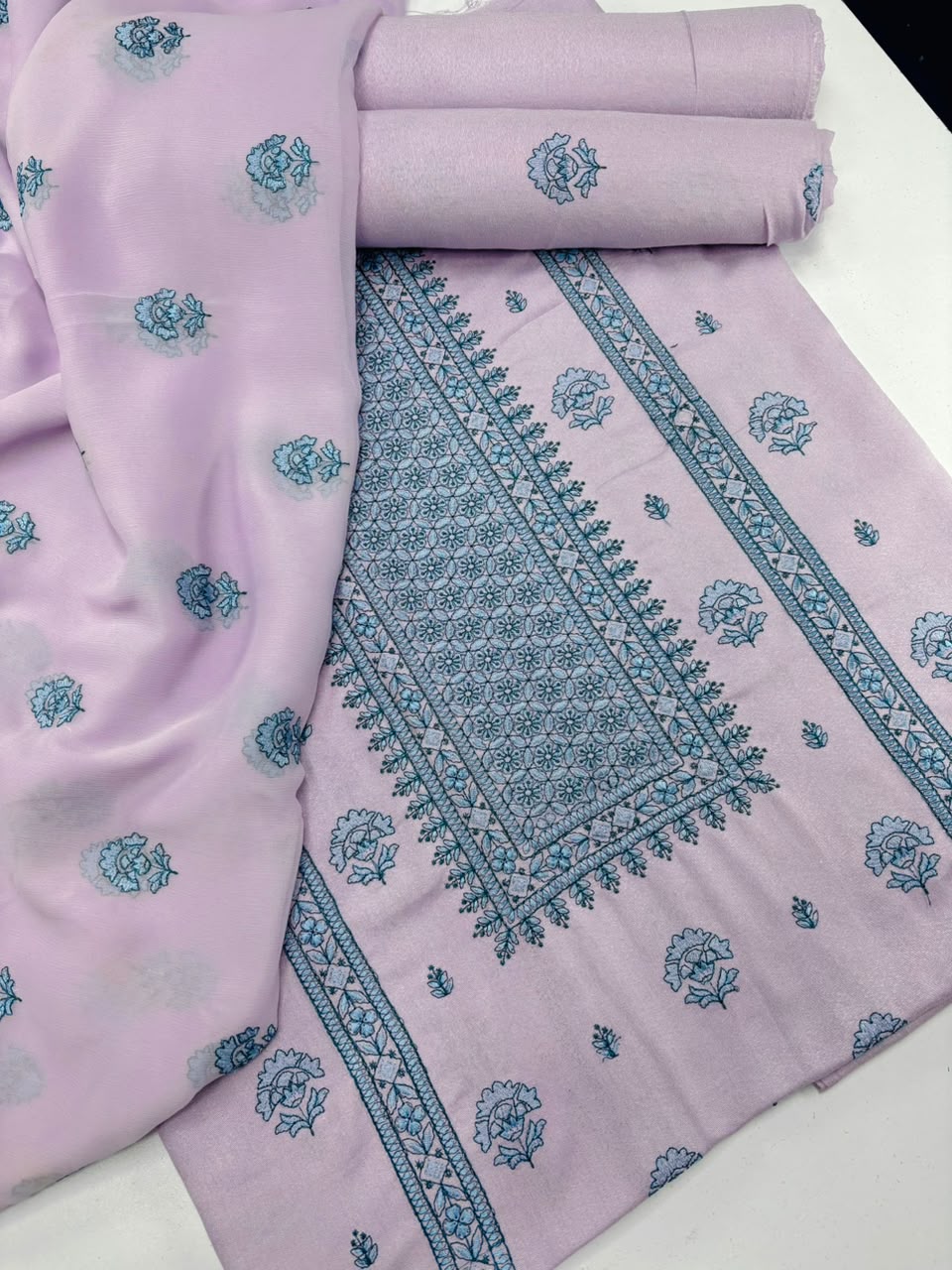 Lilac Embroidered  3-Piece Suit