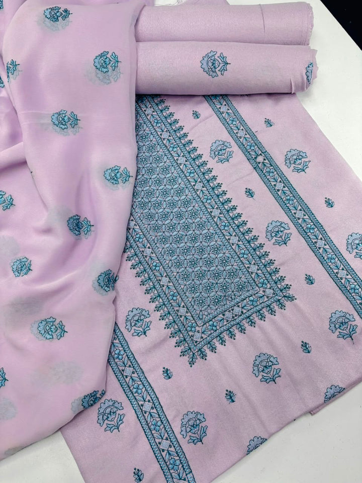 Lilac Embroidered  3-Piece Suit