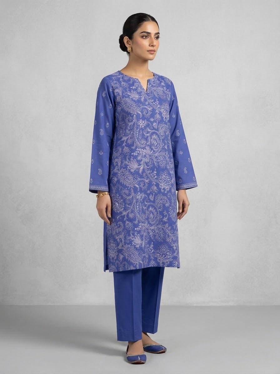 Embroidered 2 Piece Lawn Cornflower Blue
