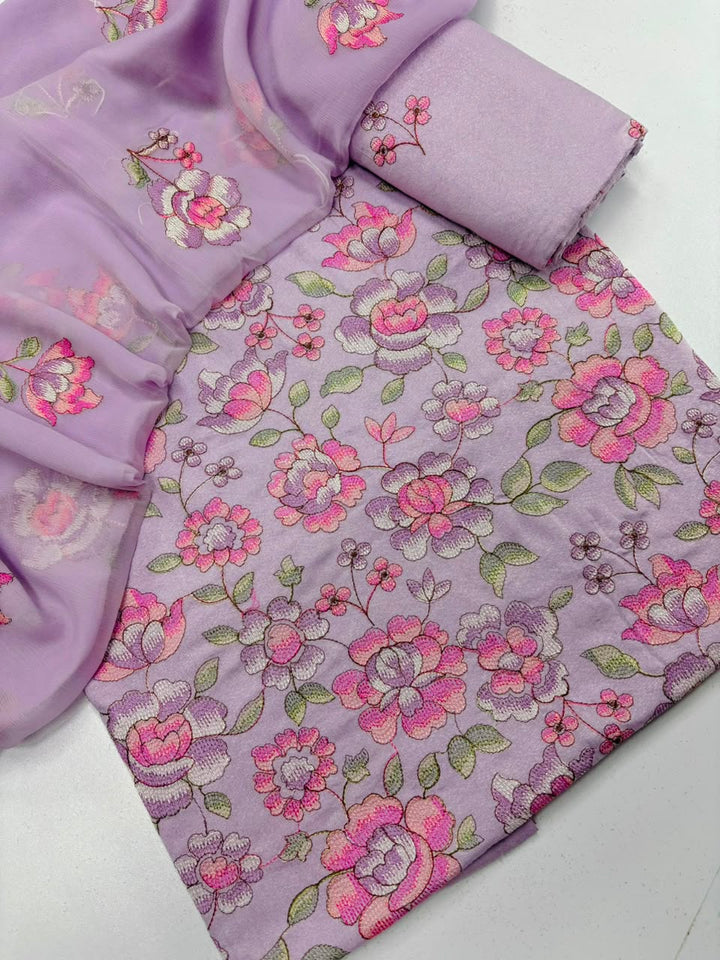 Levender Floral Embroidered 3-Piece Suit