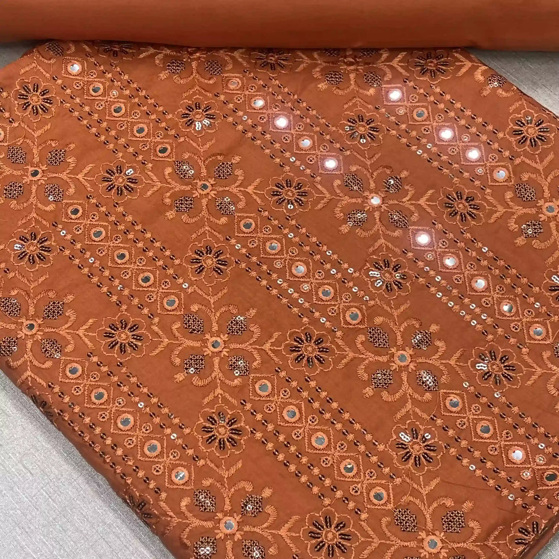 Embroidered 2 Piece Lawn Suit Rust Copper