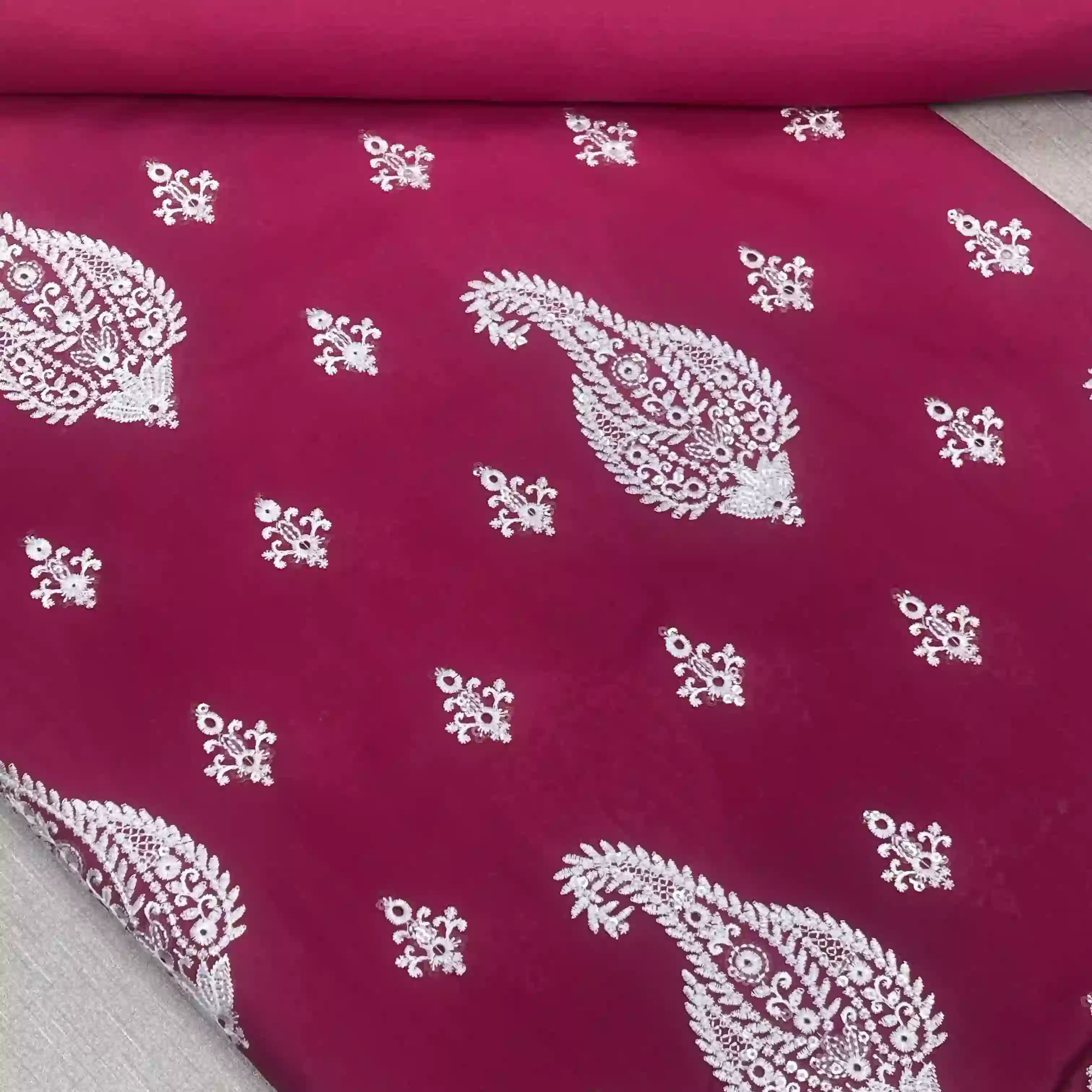 Embroidered Lawn 2 Piece Suit Magenta Pink