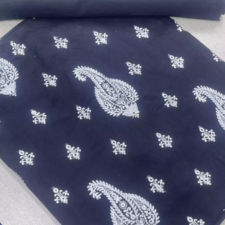 Embroidered Lawn 2 Piece Suit Navy Blue