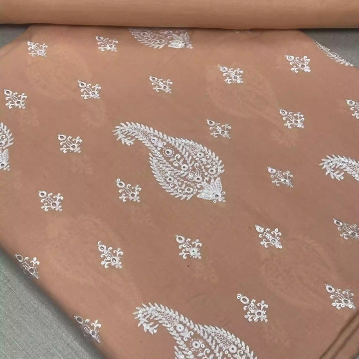 Embroidered Lawn 2 Piece Suit Peach Tan