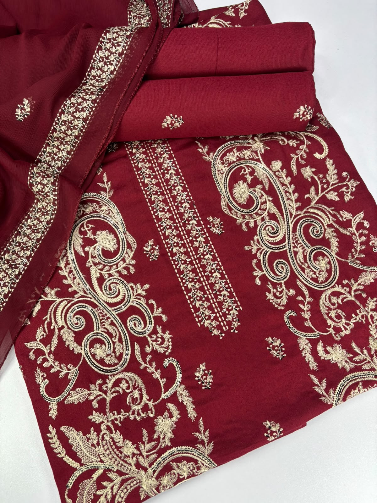 Embroidered Karandi 3-Piece Unstitched Suit