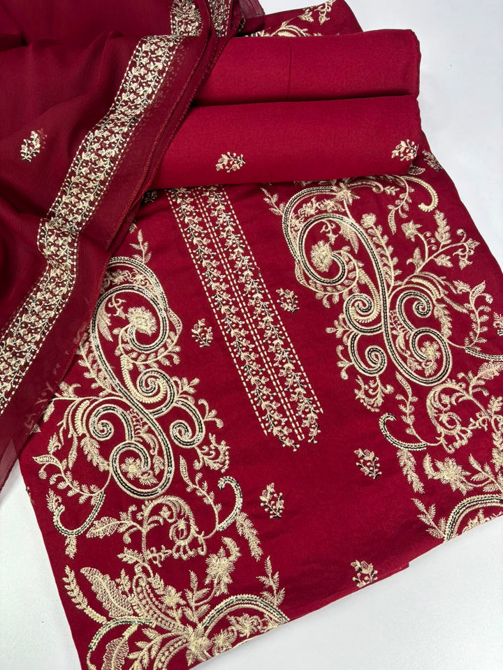 Embroidered Karandi 3-Piece Unstitched Suit