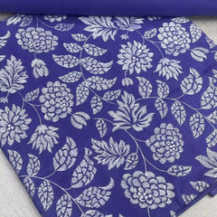 All Over Floral Embroidered 2 Piece Lawn Suit Royal Blue