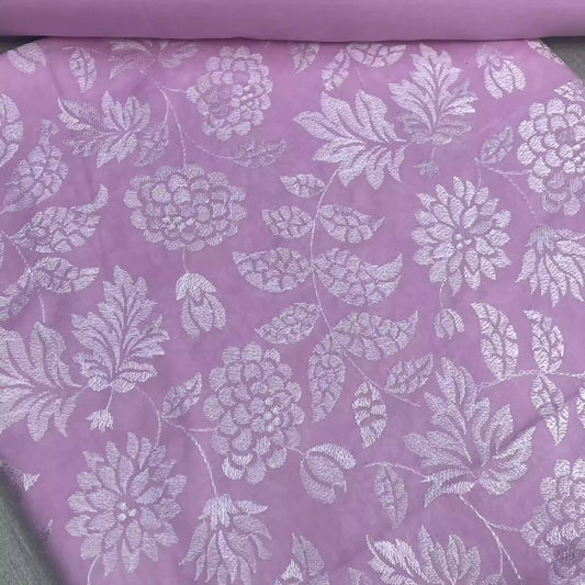 All Over Floral Embroidered 2 Piece Lawn Suit Soft Lilac