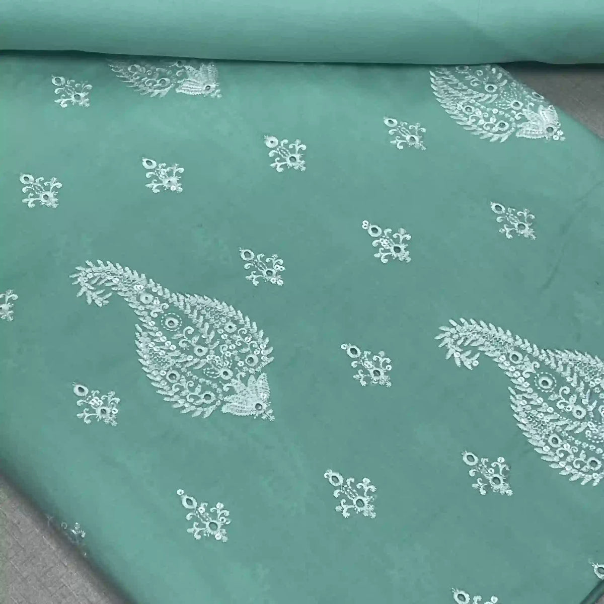 Embroidered Paisley Motif Lawn 2 Piece Unstitched Suit Mint Green