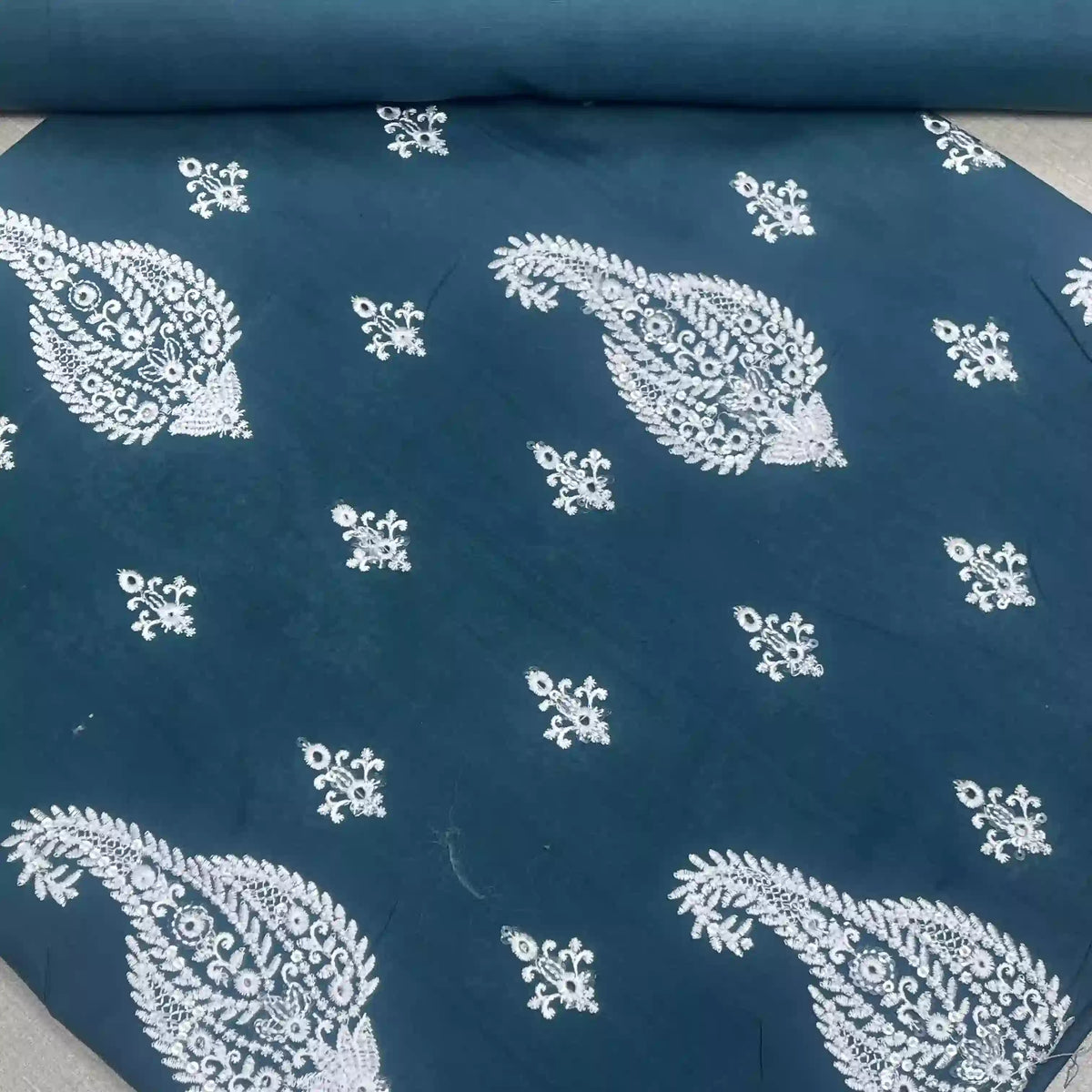 Embroidered Paisley Motif Lawn 2 Piece Unstitched Suit Deep Teal