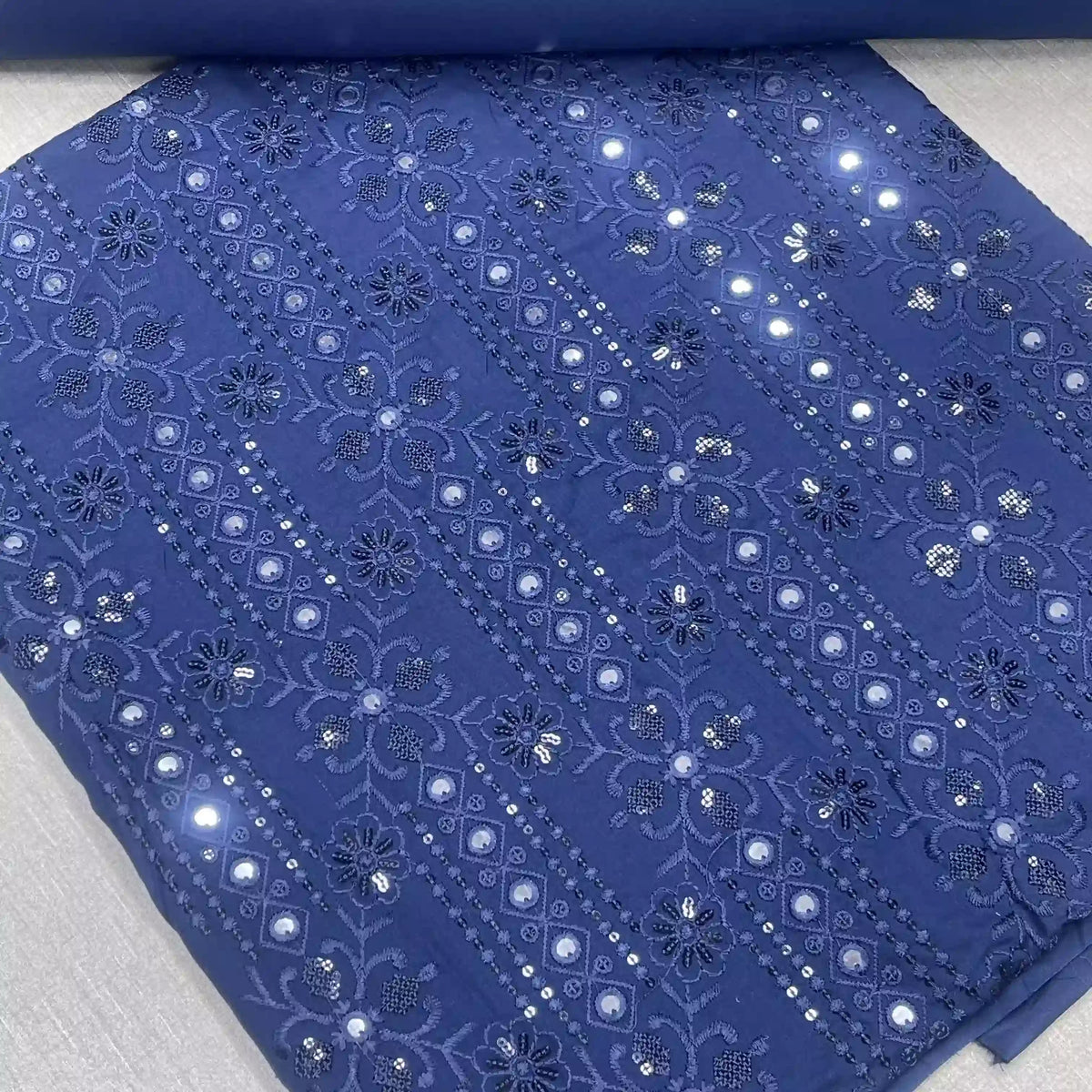 Sequined Delicate Embroidered 2 Piece Lawn Suit Sapphire Blue