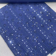 Sequined Delicate Embroidered 2 Piece Lawn Suit Sapphire Blue