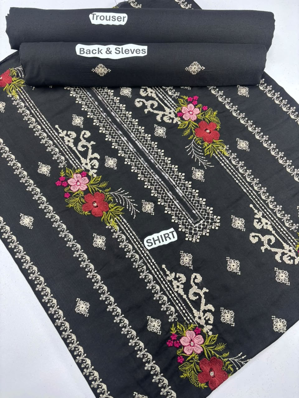 Black Embroidered 2-Piece Suit