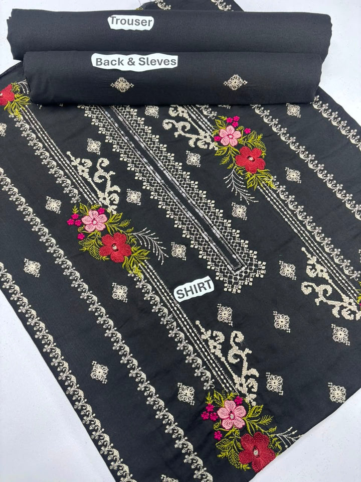 Black Embroidered 2-Piece Suit
