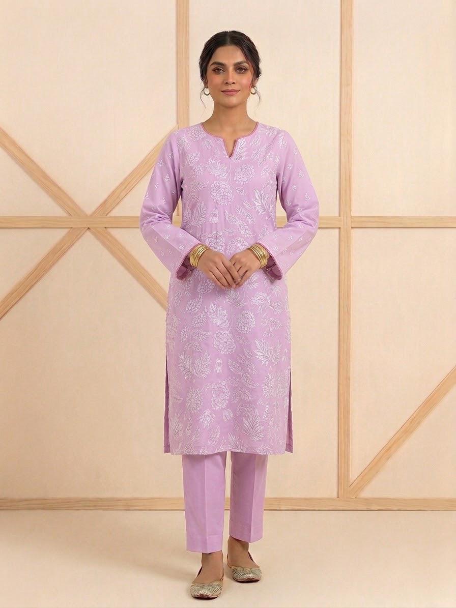 Embroidered 2 Piece Lawn Suit Soft Lilac
