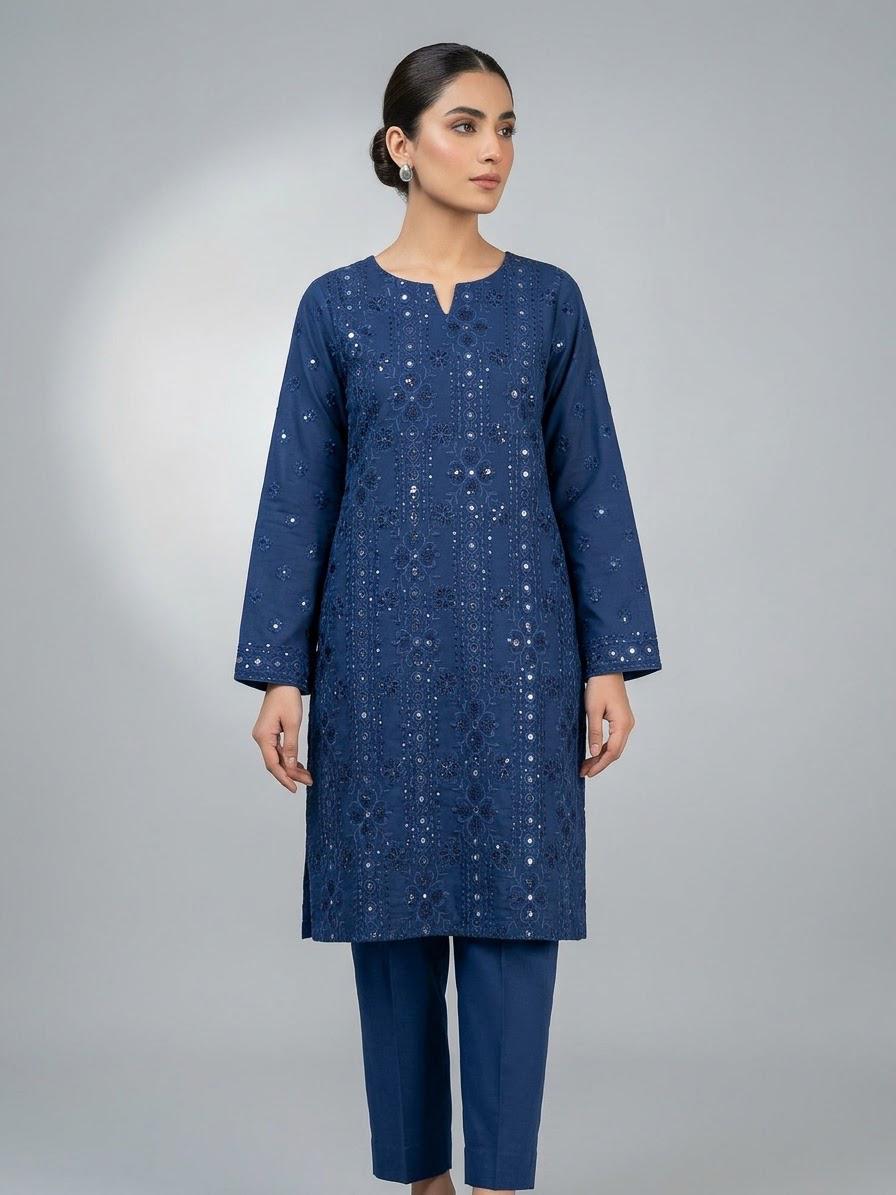 Embroidered 2 Piece Lawn Suit Sapphire Blue