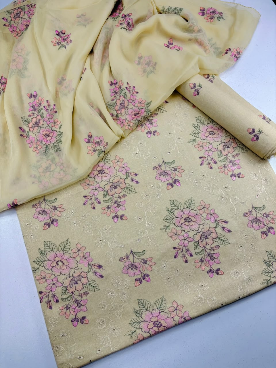Karandi 3-Piece Chicken Kari Work Suit (Skin Colour)