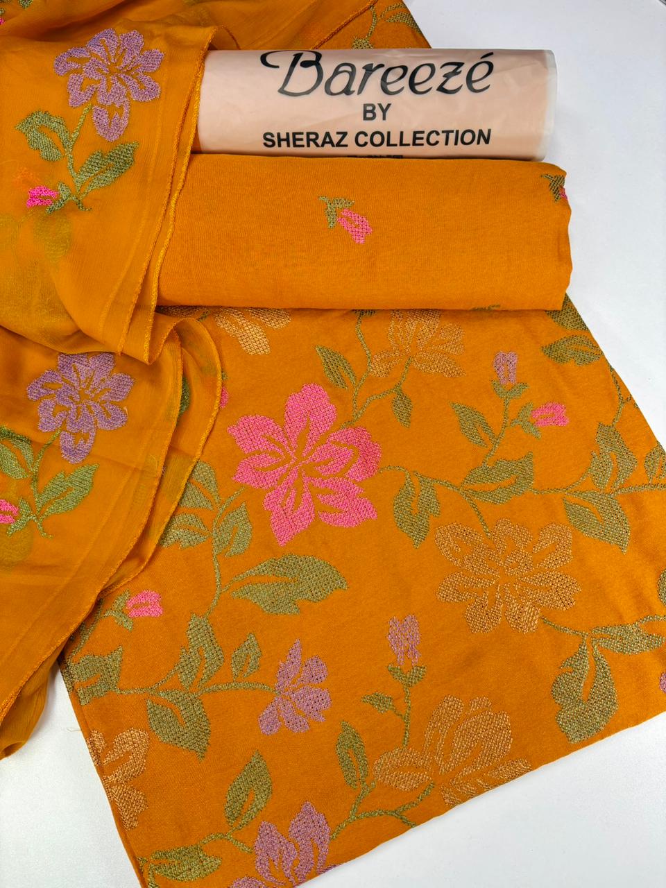 Unstitched Karandi 3 piece  Musturd