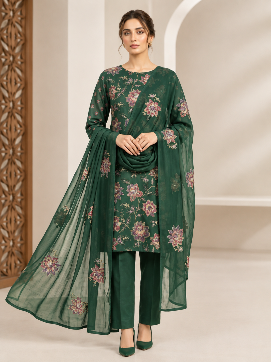 Unstitched Karandi 3 piece