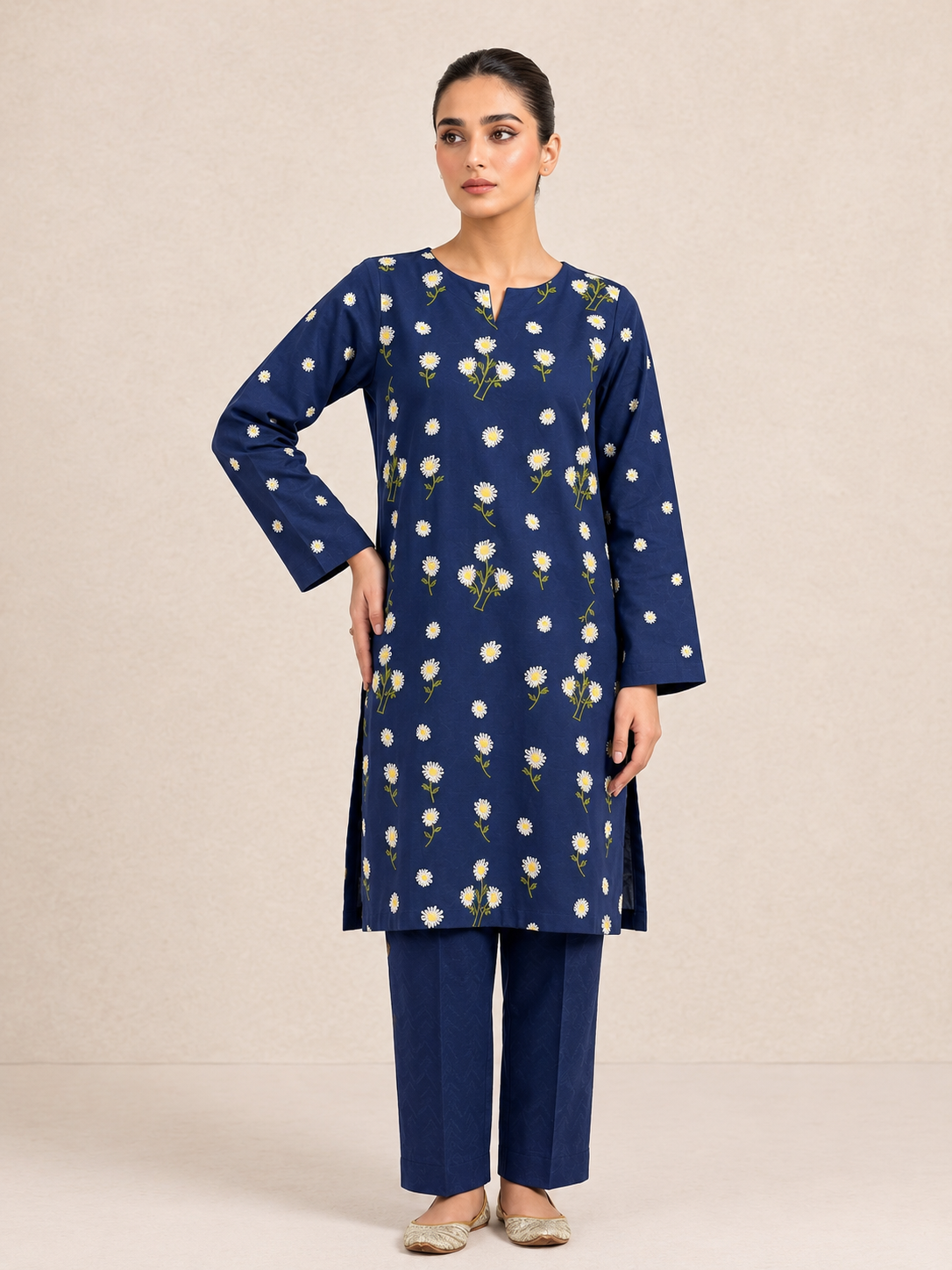 Unstitched Karandi 2 piece  Blue