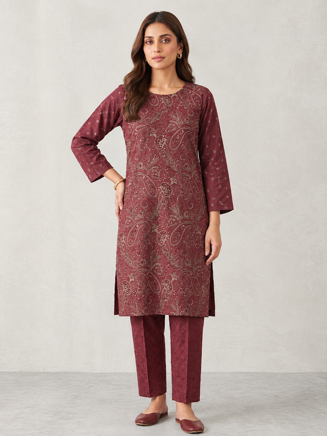 Karandi 2 piece Maroon
