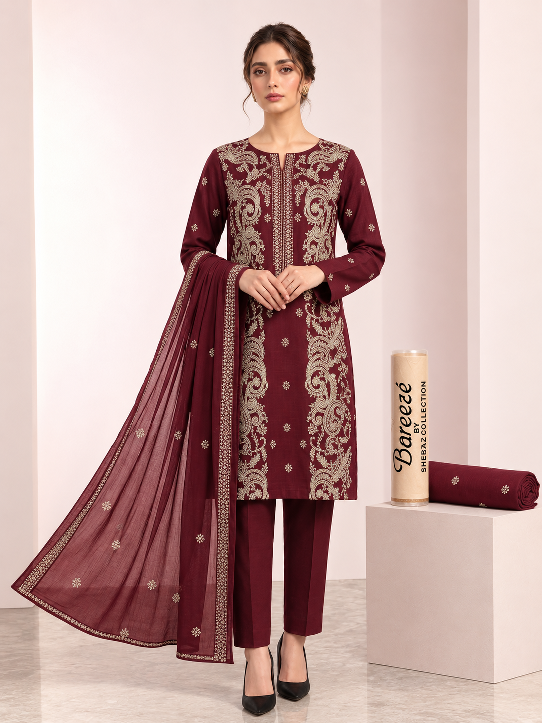 Embroidered Karandi 3-Piece Unstitched Suit